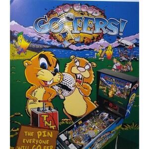 No Good Gofers Pinball Machine Flyer Original 1997 Artwork Golfing Buzz & Bud